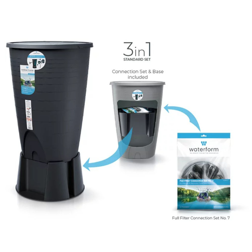 Regnvattentanken Prosperplast Peruno Set, 260L, Antracit | Regnvattentankar | Vattentankar |