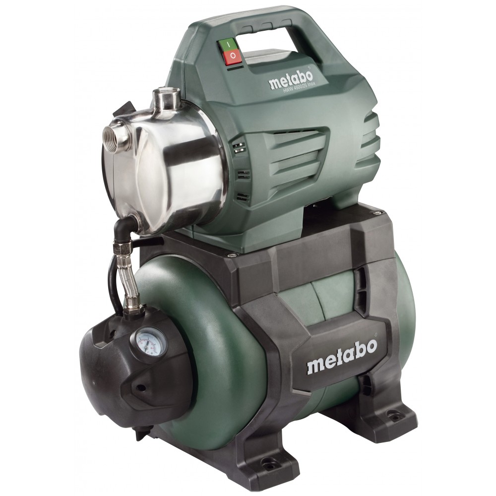 Enfas hydroforpump METABO HWW 4500/25 INOX – 1300 W, flöde 4500 l/h, lyfthöjd 48 m, tankvolym 24 l | Hydroforpumpar | Vattenpump |