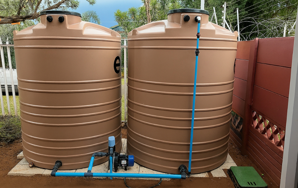 Hydroforanläggning med vattenbehållare och hydroforpump